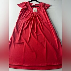 NWT LuLaRoe XS Chaylin Coral V-Neck Flutter Sleeve Dress